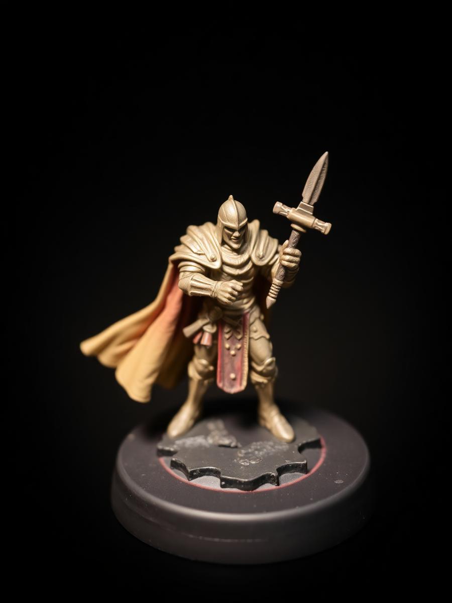 Painted tabletop knight miniature on a round base