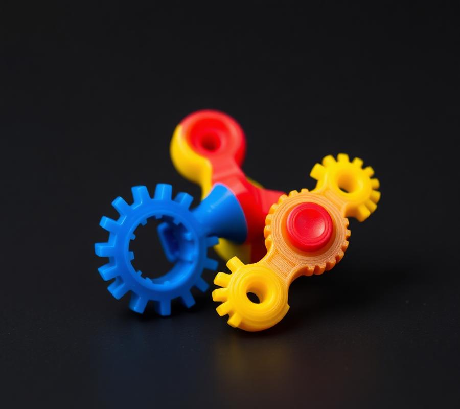 Colorful 3D printed fidget gears and spinner